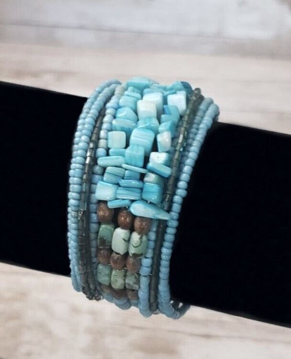 Vintage Bracelet / Bangle - Turquoise Tone Wrap Bracelet